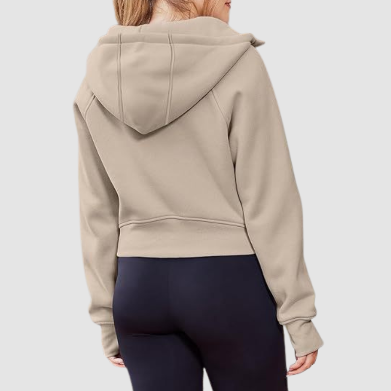 Women's Cropped Zip Up Athleisure Hoodie
