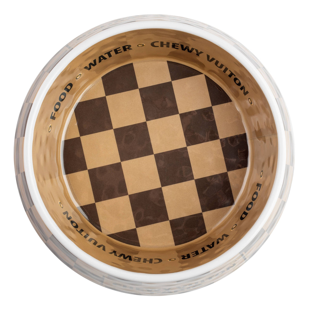 Tan Checker Chewy Vuiton Bowl - Large