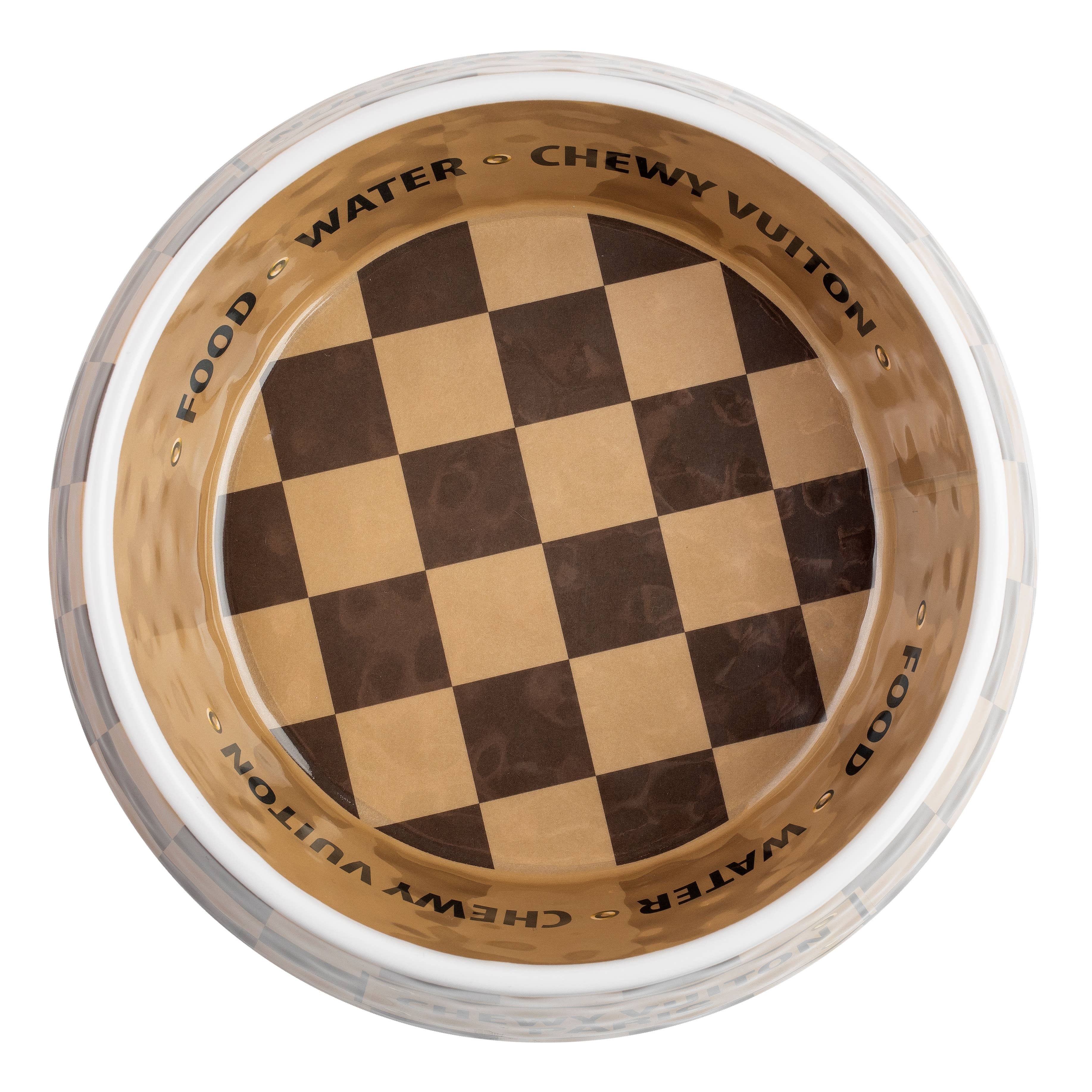 Tan Checker Chewy Vuiton Bowl - Large