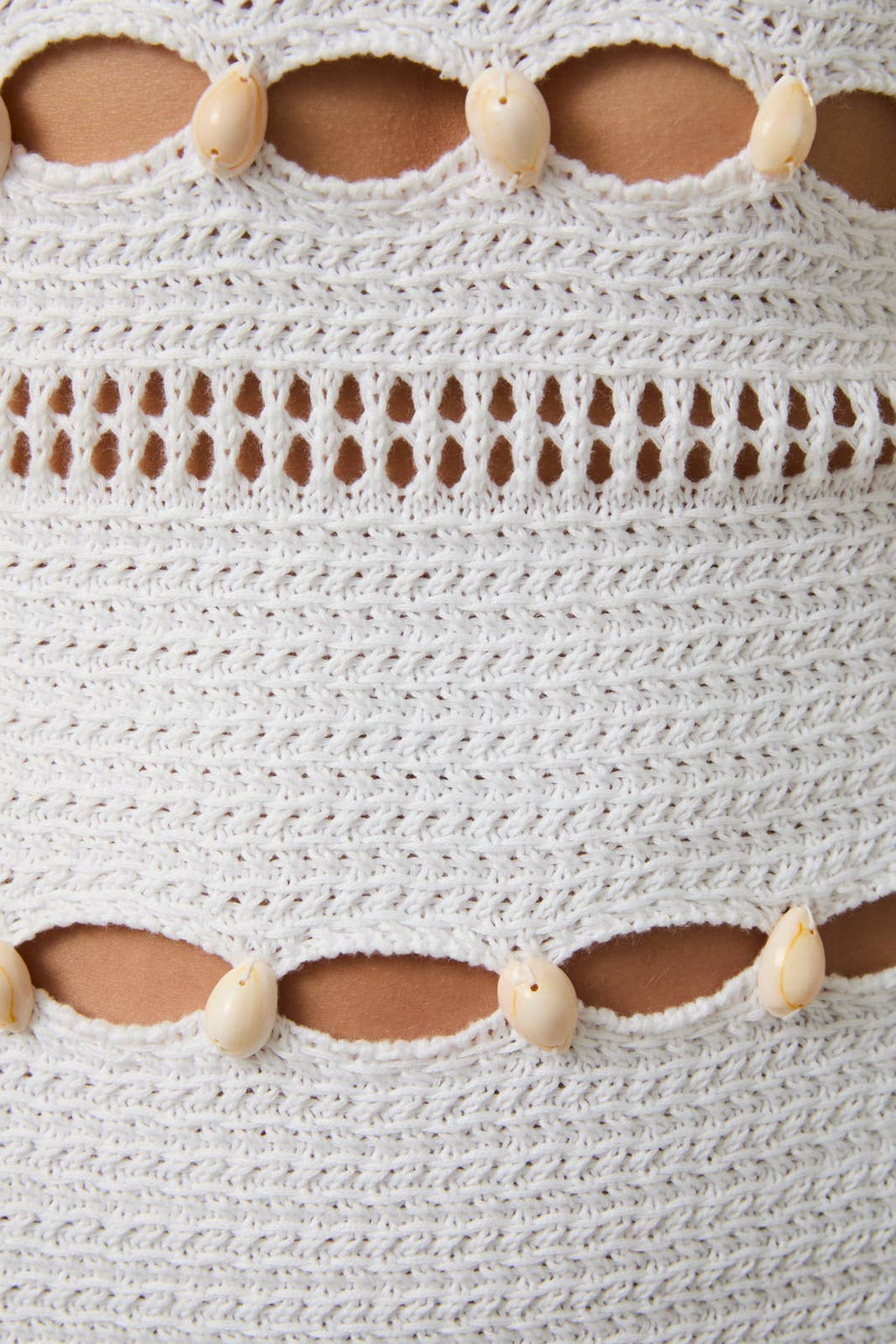 SEA SHELL DETAIL CROCHET EFFECT SWEATER TUBE MINI DRESS
