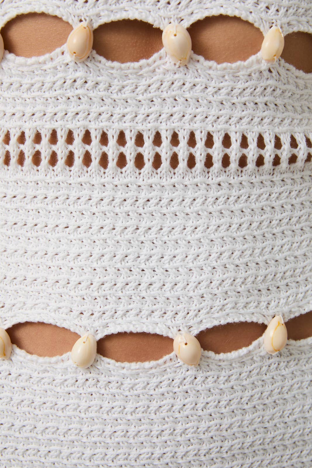 SEA SHELL DETAIL CROCHET EFFECT SWEATER TUBE MINI DRESS