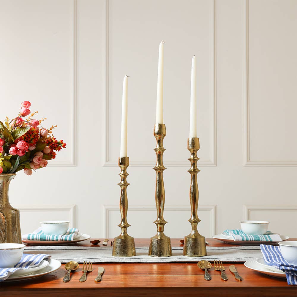 Gold Taper 12" Candle Holder