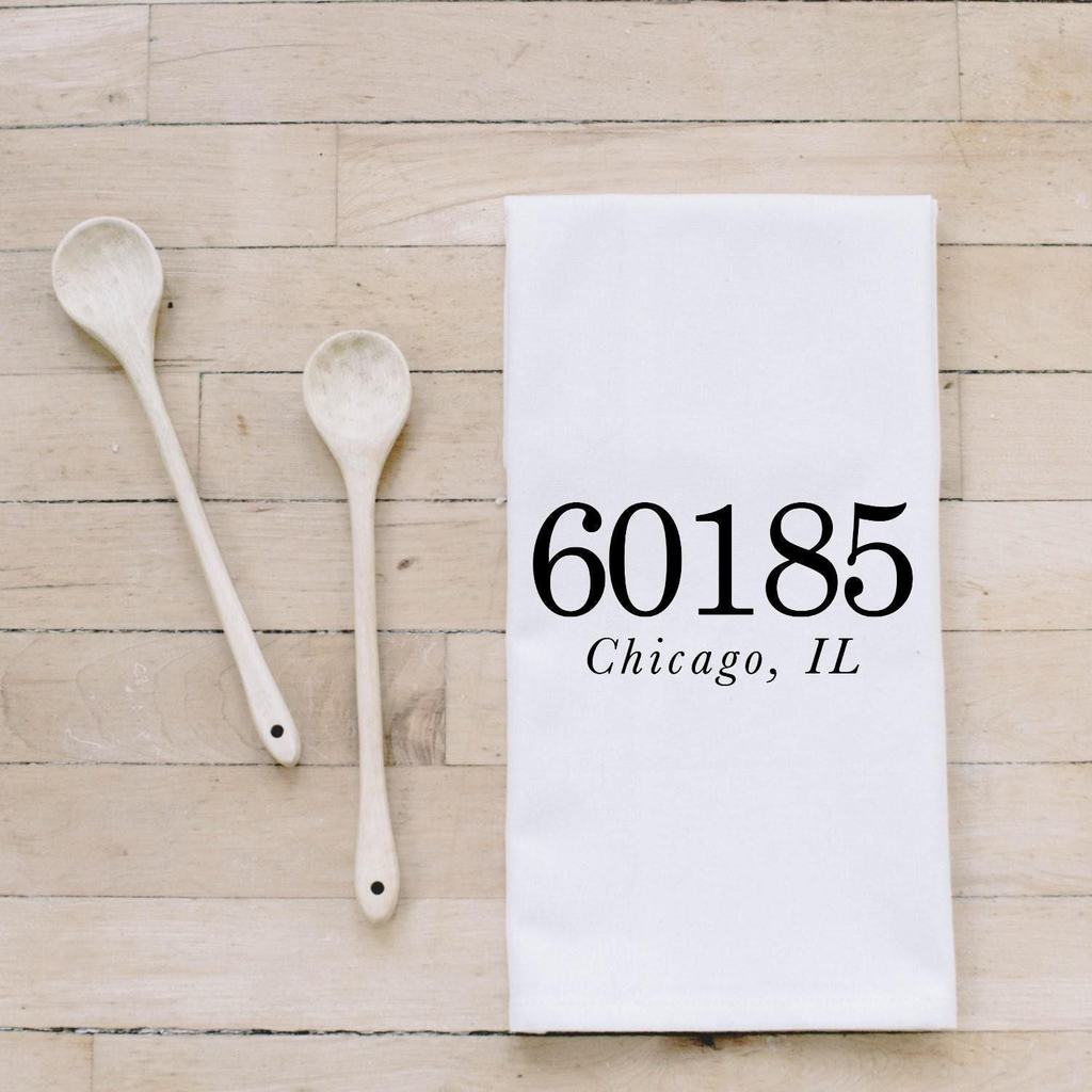 Personalized Tea Towel - Personalized Zip Code |: Natural