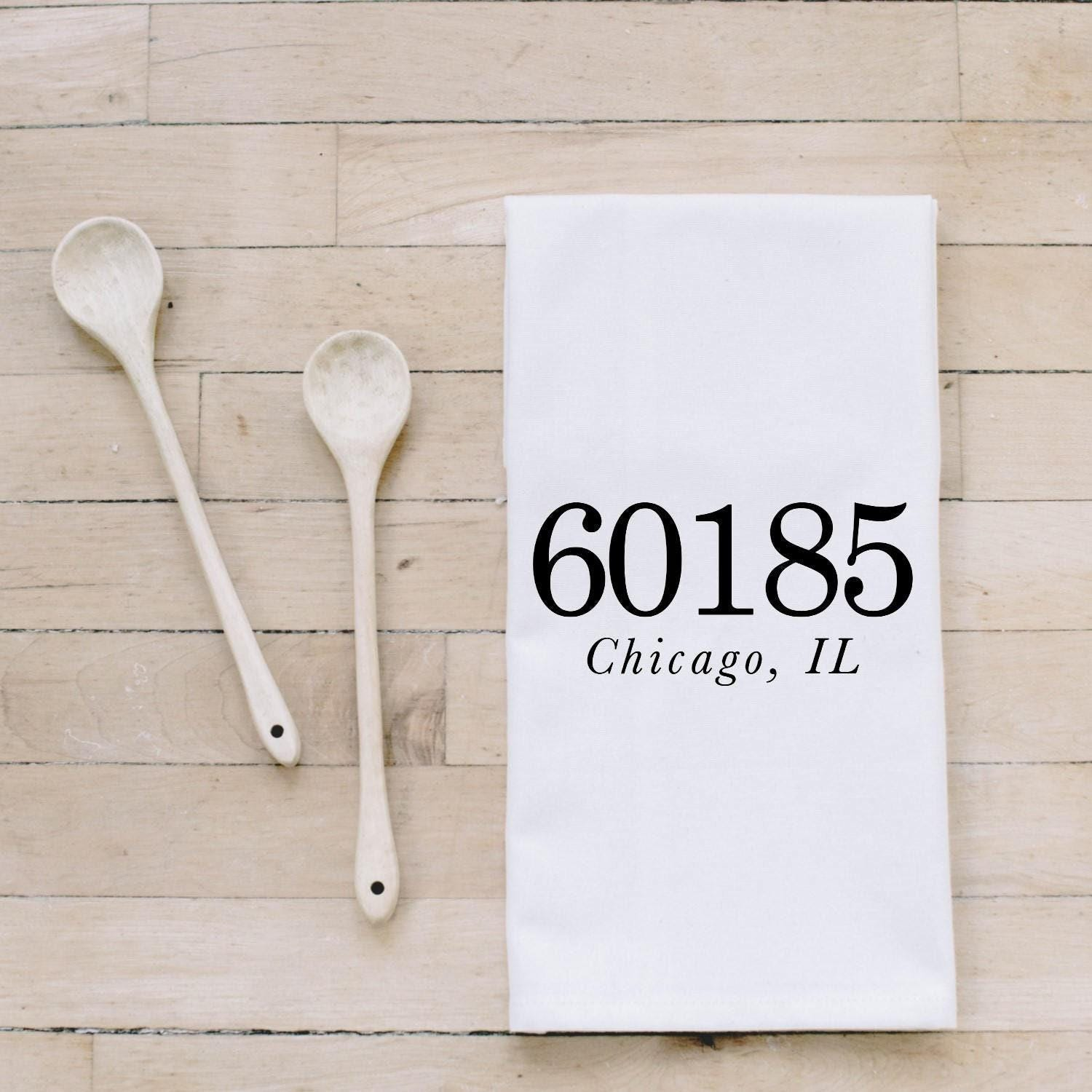 Personalized Tea Towel - Personalized Zip Code |: Natural