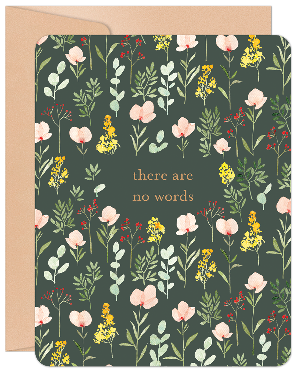 There are No Words Multicolor Floral Print Sympathy Card