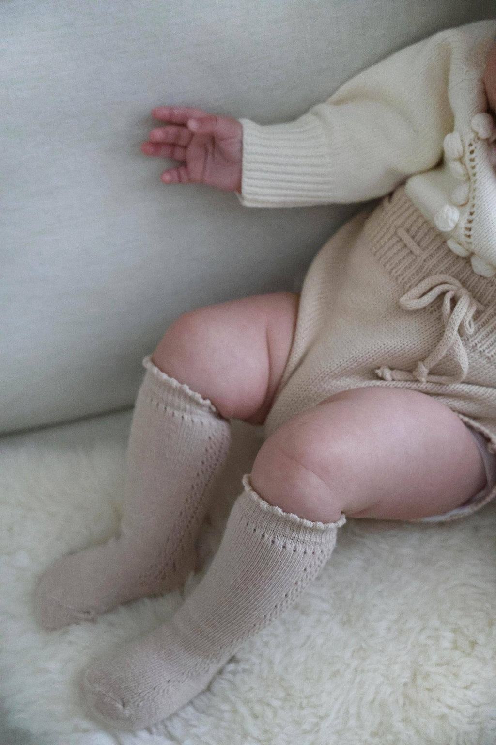 Cream Heart Romper Set: 2pc Romper +Bow
