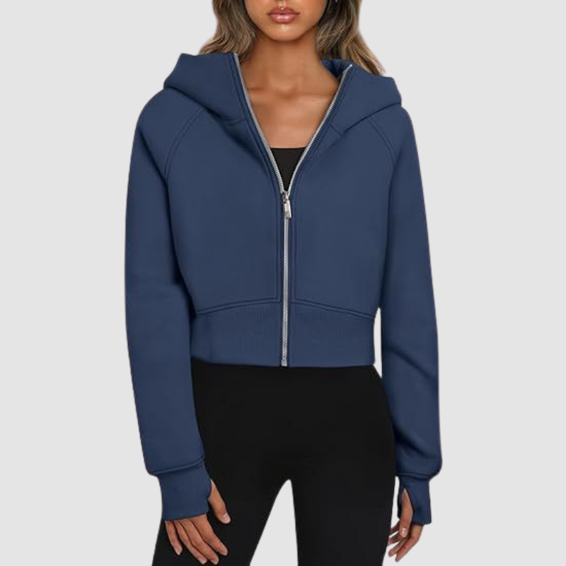 Women's Cropped Zip Up Athleisure Hoodie
