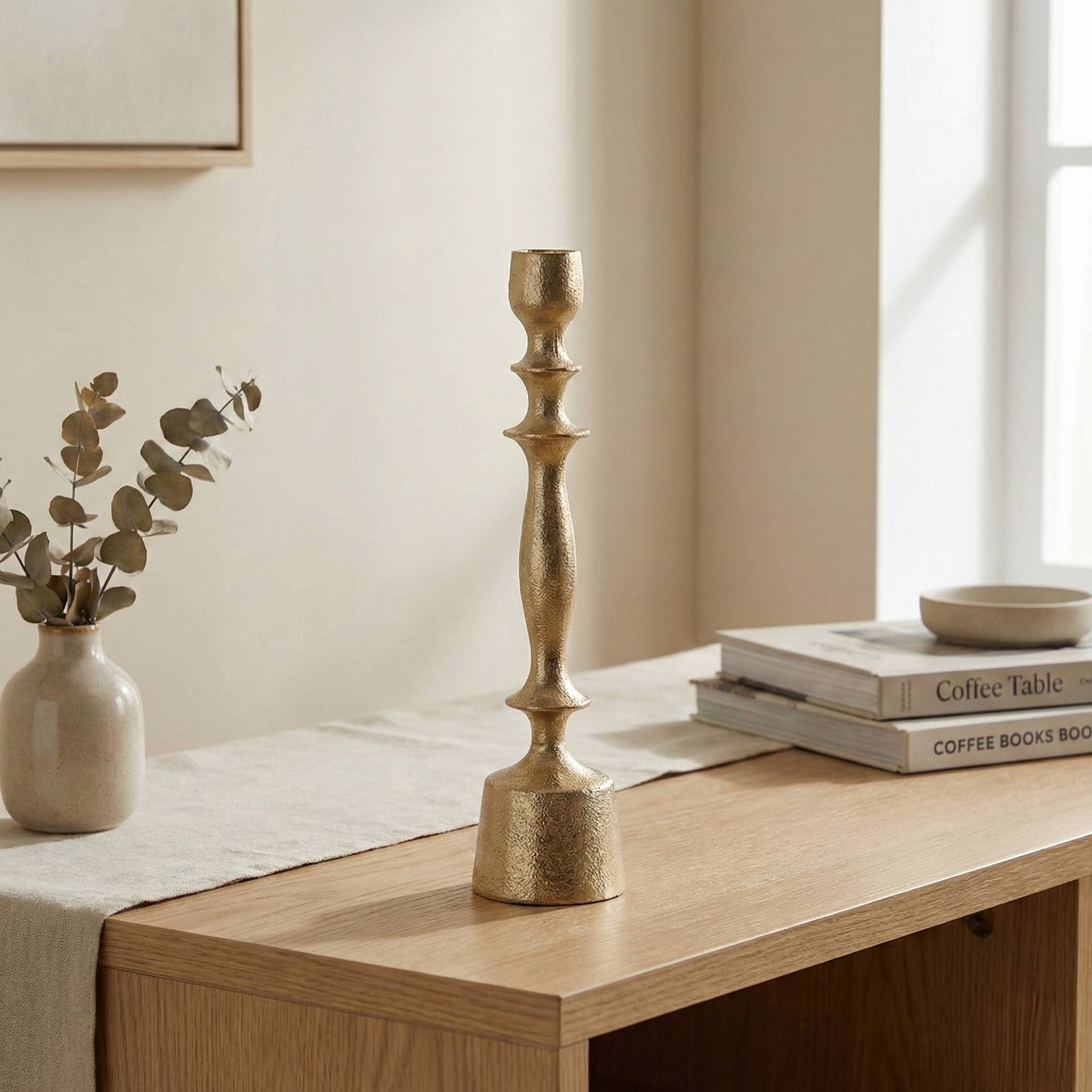 Gold Taper 12" Candle Holder