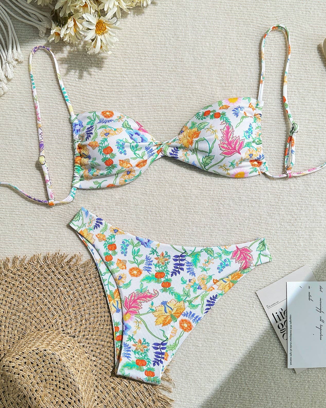 Sexy Beach Floral Print Bikini Swimsuit