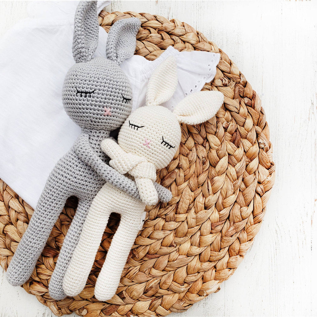 Sleepy Crochet Bunny Doll Standing Ears: Cream bunny Doll