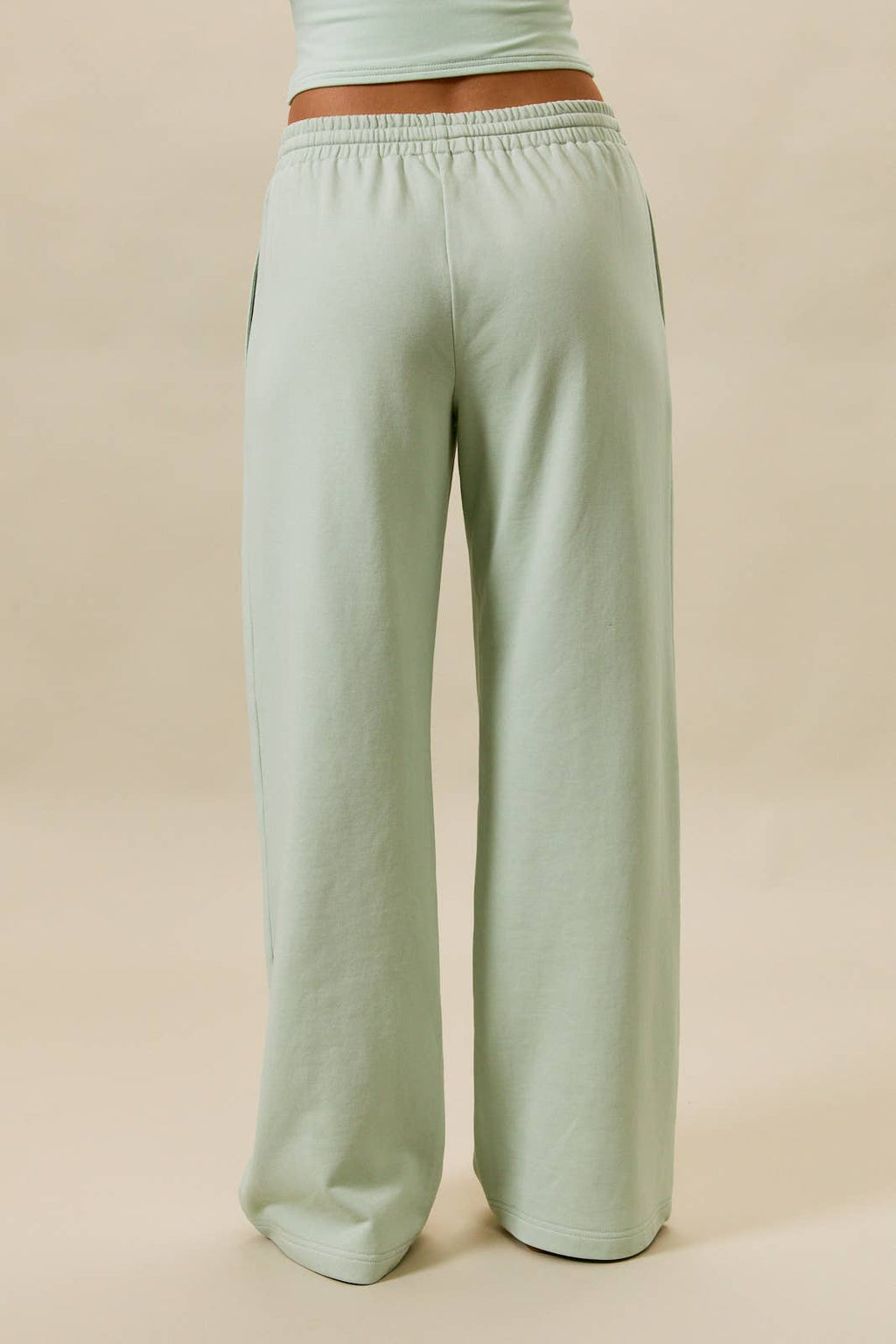 MID-RISE WIDE LEG SWEATPANTS: LT BLUE / S
