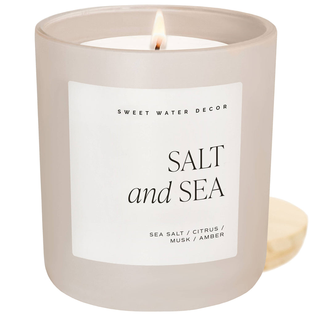 Salt and Sea 15 oz Soy Candle, Matte Jar -  Home Decor