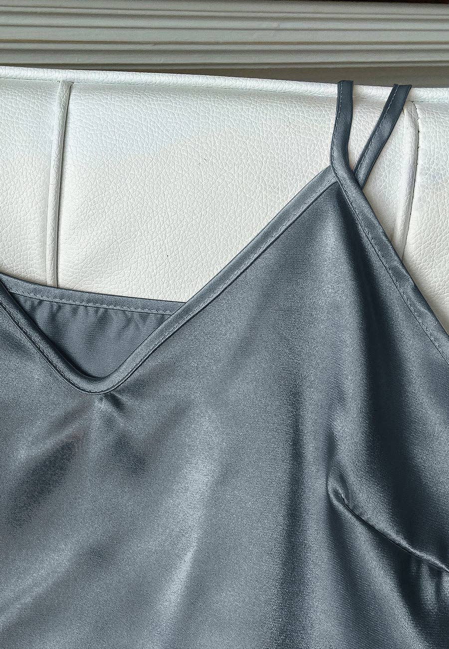 Satin Tank and Ruffle Hem Shorts: Pink