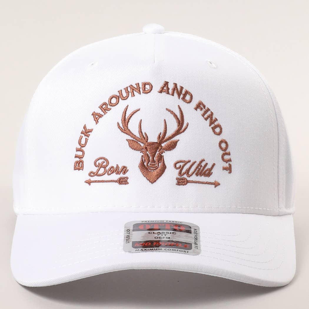 Buck Around And Find Out Embroidered Trucker Hat: BLK/NATL / One Size