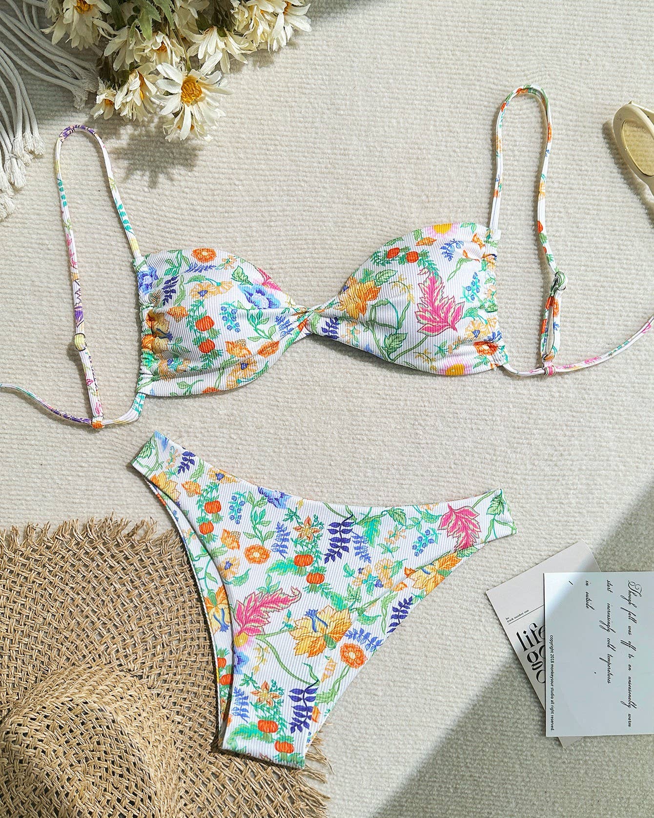 Sexy Beach Floral Print Bikini Swimsuit