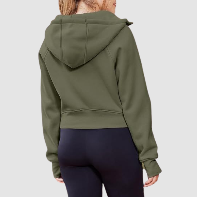 Women's Cropped Zip Up Athleisure Hoodie