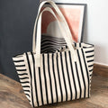 Black & White Striped Canvas Tote