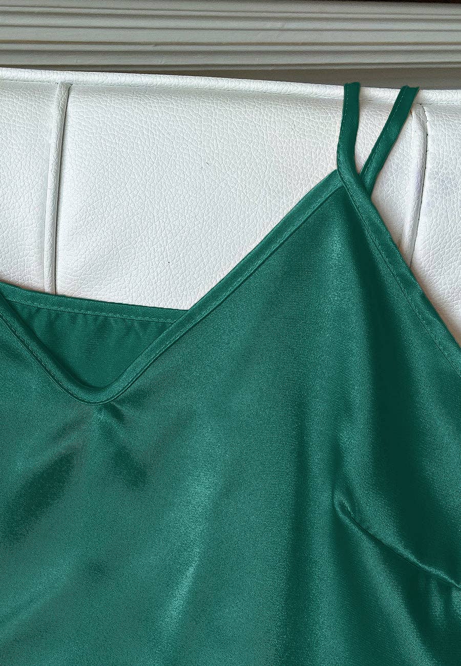 Satin Tank and Ruffle Hem Shorts: Pink