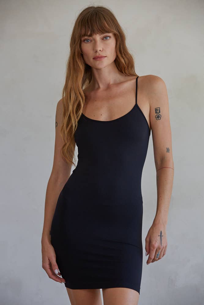 Seamless Cami Spaghetti Strap Sleeveless Slip Dress