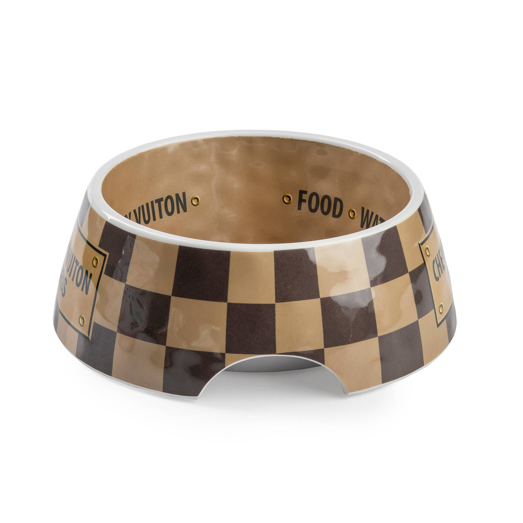 Tan Checker Chewy Vuiton Bowl - Large