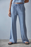Knit Polyester Cotton Striped Flare Pants