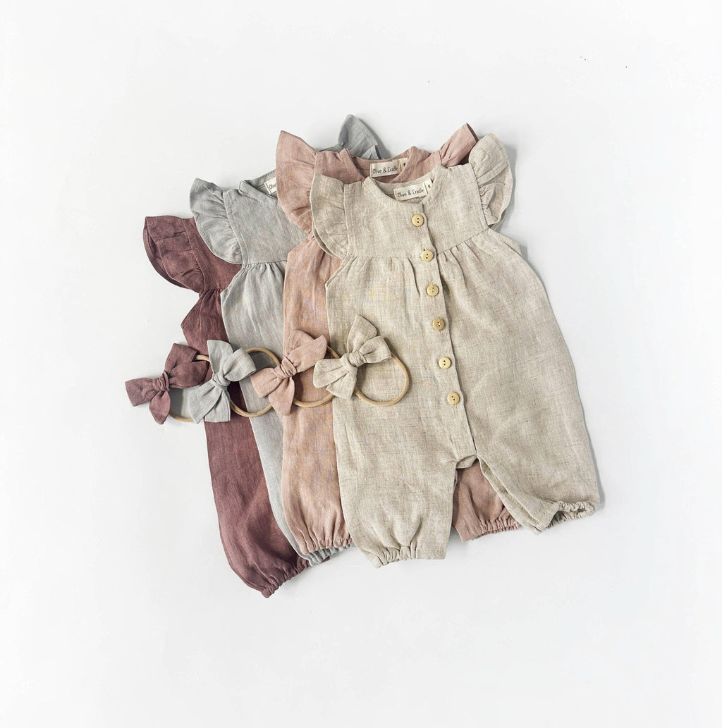 Jennifer Linen Jumper + Bow: Vintage pink