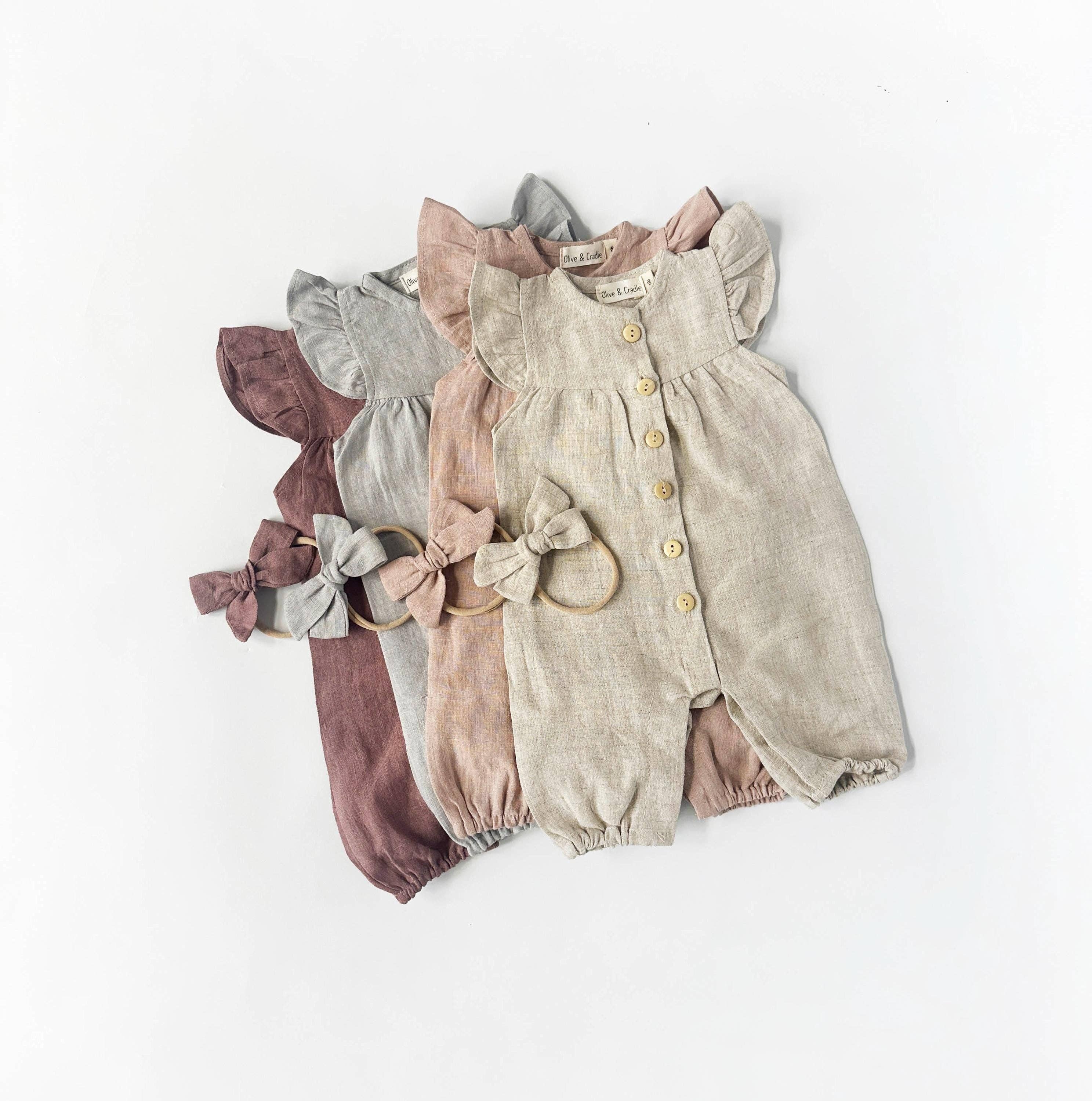 Jennifer Linen Jumper + Bow: Vintage pink