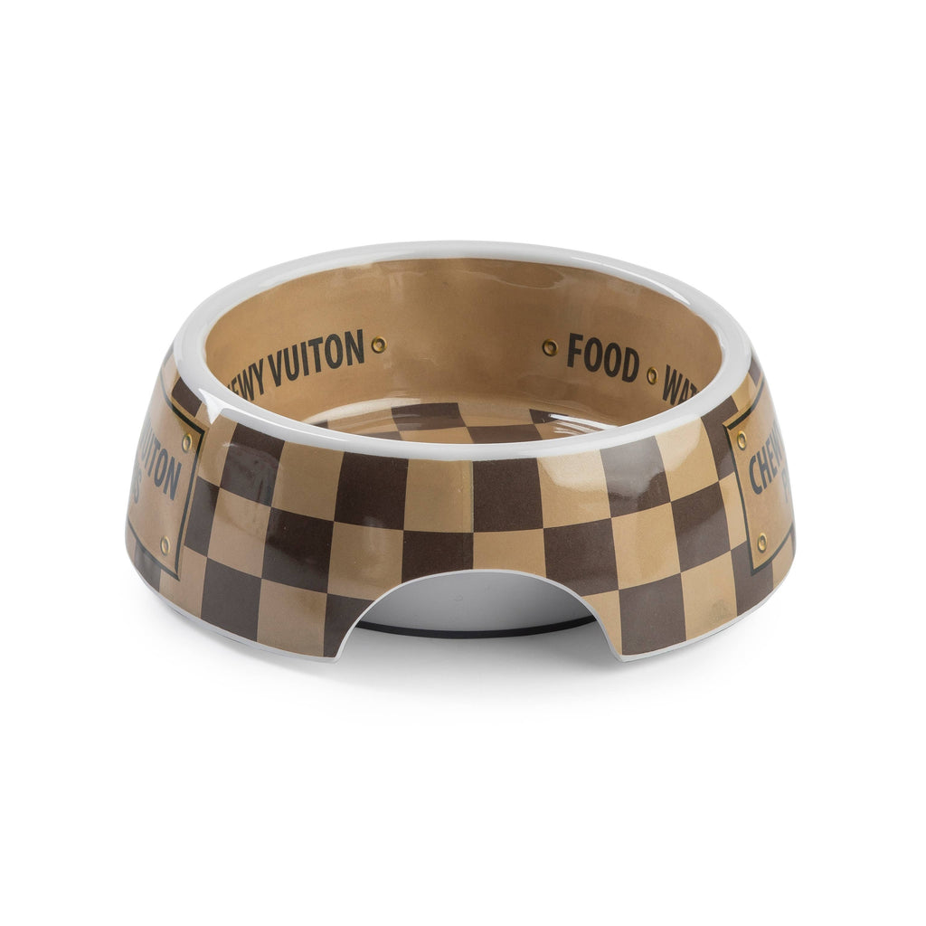 Tan Checker Chewy Vuiton Bowl - Large