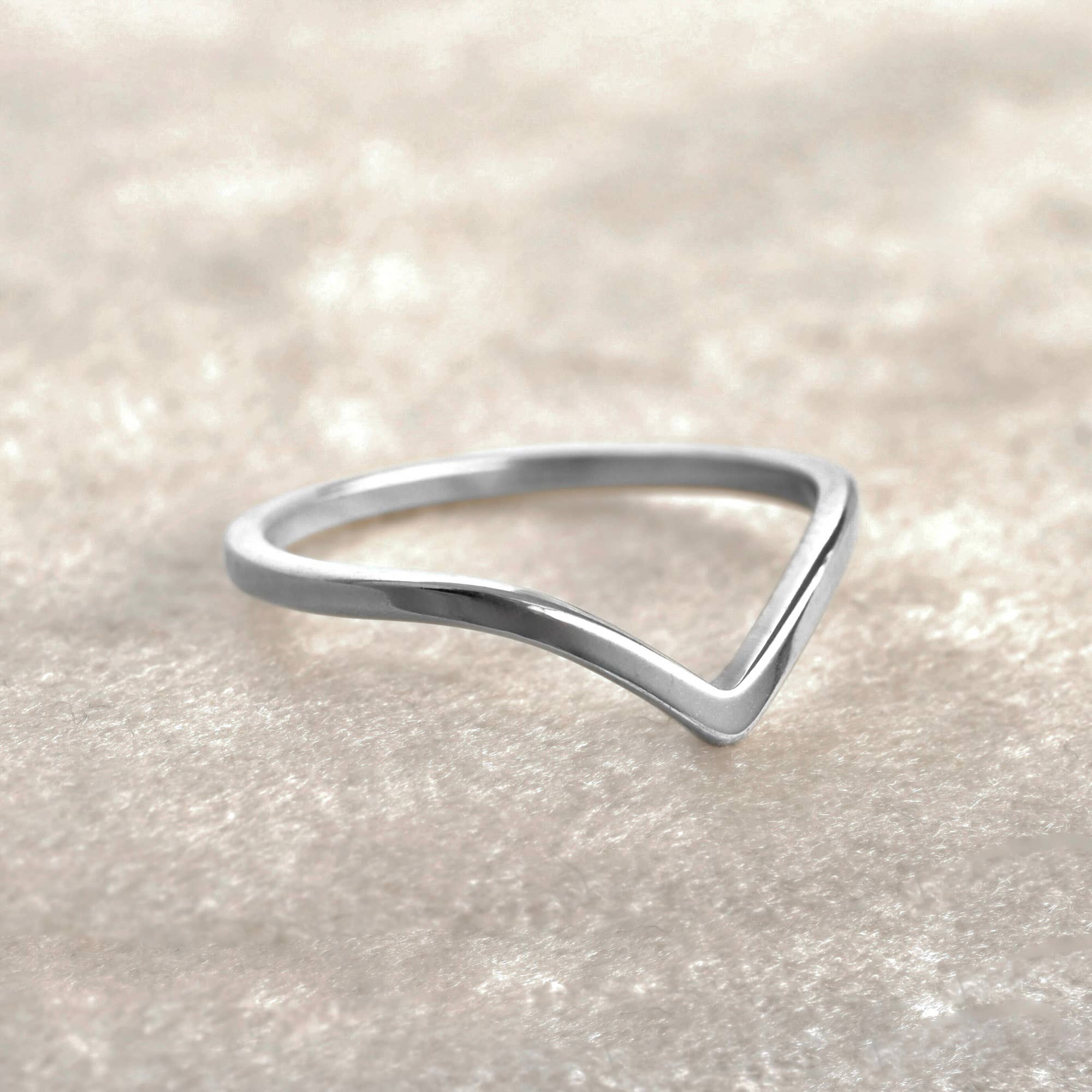 Wishbone Stacker Ring - Dainty V Ring - Peak Chevron Ring : Yellow Gold / 6