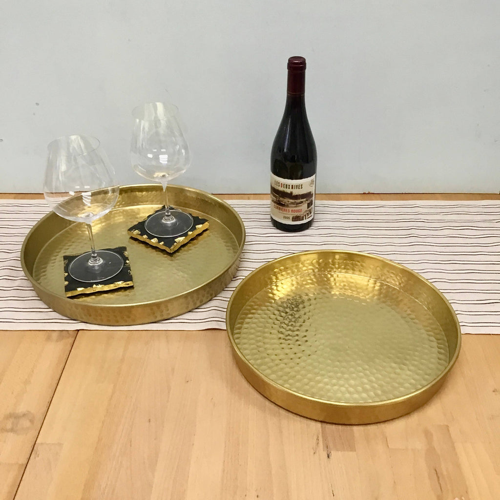 2-Piece Gold Hammered Trays