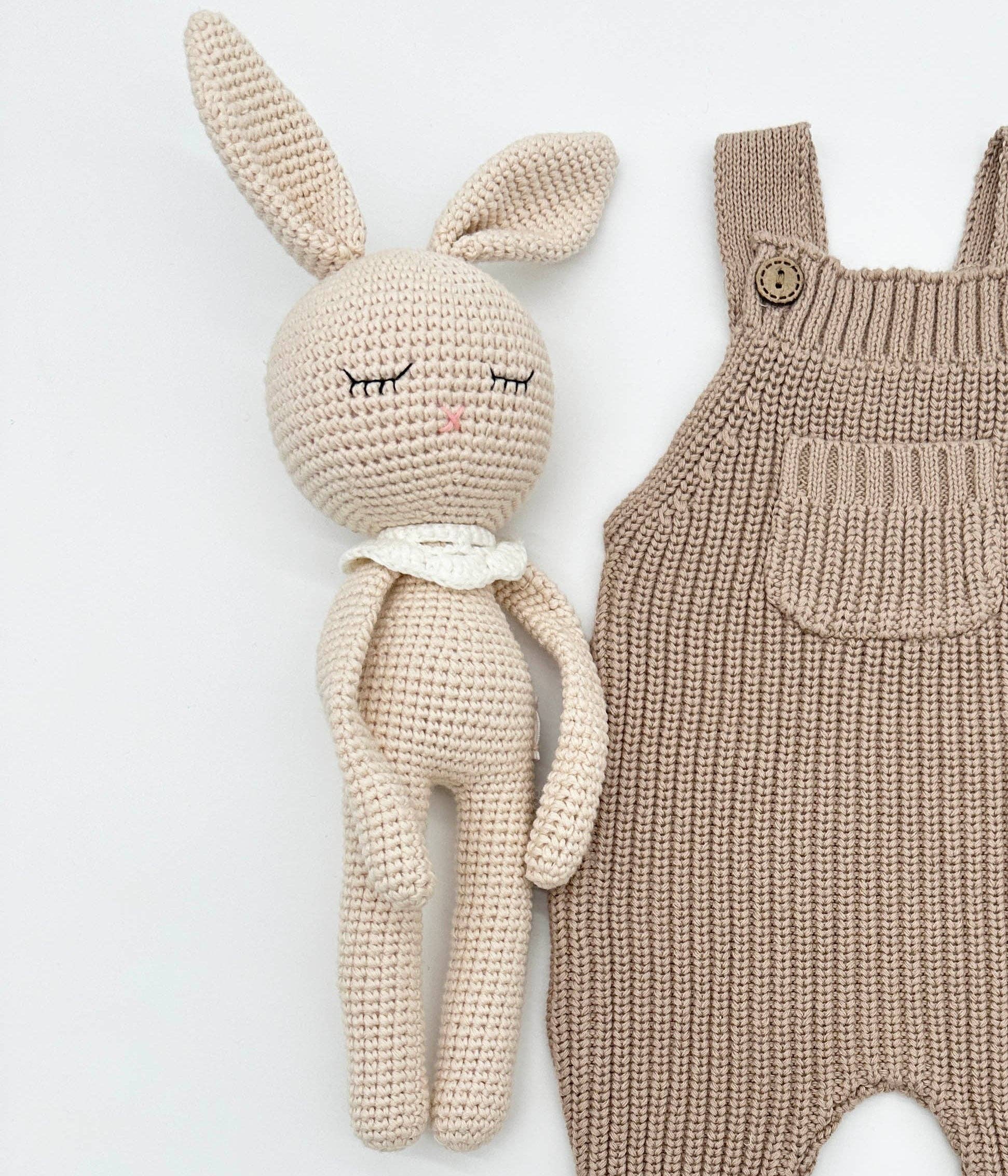 Sleepy Crochet Bunny Doll Standing Ears: Cream bunny Doll