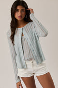 ROUND NECK KNIT CARDIGAN: MINT / S