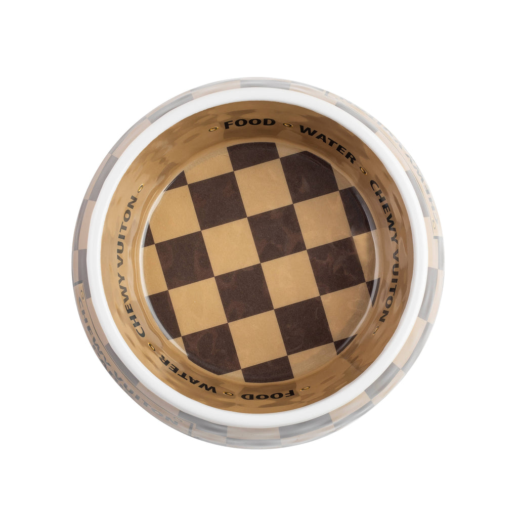 Tan Checker Chewy Vuiton Bowl - Large