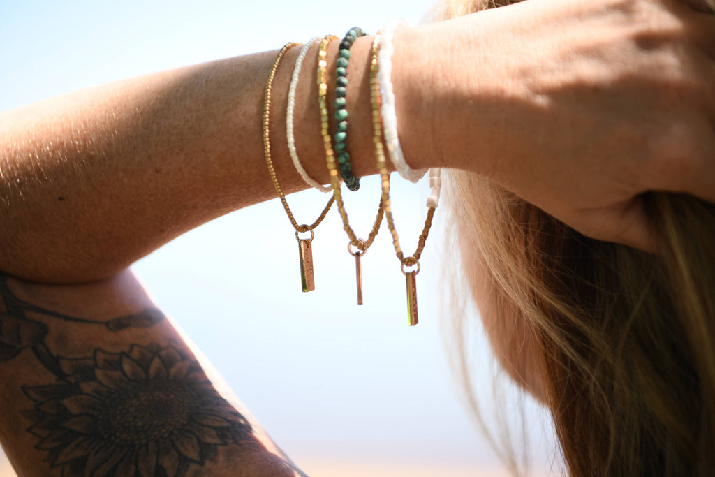 Hepburn Pearl Faceted Double Wrap : Gold