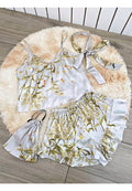 Japanese Floral Print Tank and Shorts 2 Pcs Set