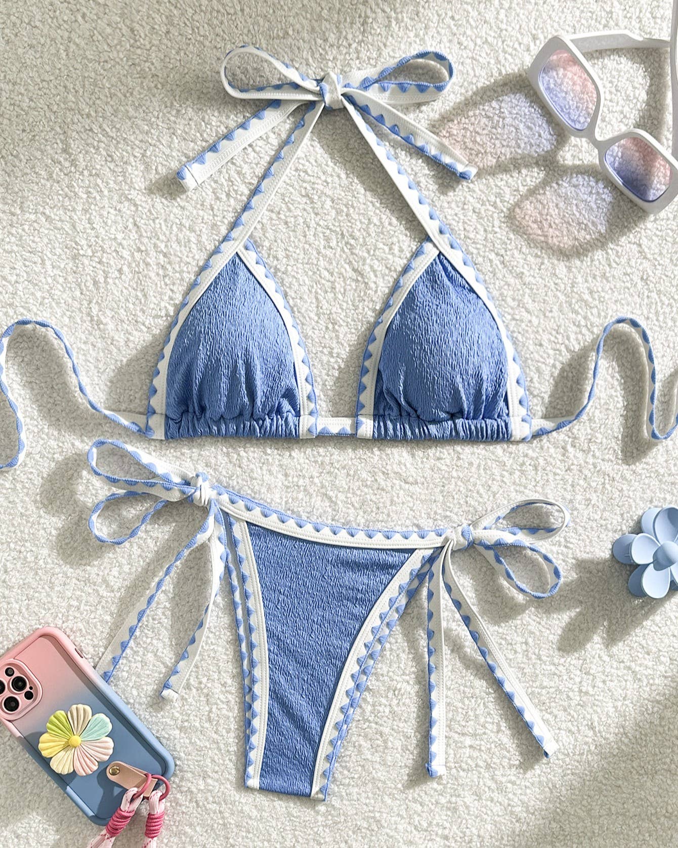 Sexy Multicolor Lace-Up Bikini Swimsuit