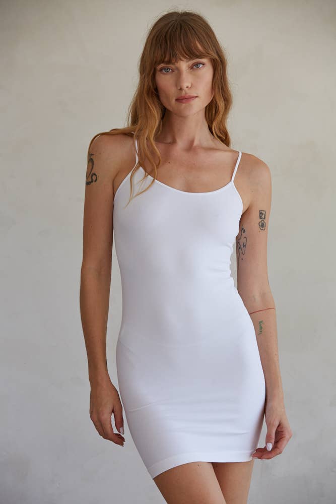 Seamless Cami Spaghetti Strap Sleeveless Slip Dress