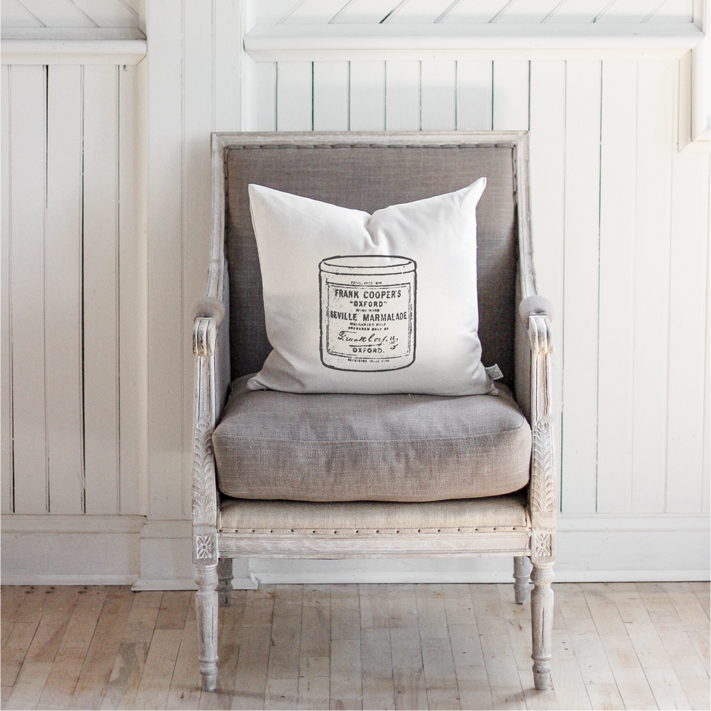 Vintage Marmalade Jar Pillow: Natural / Cover Only / 16"