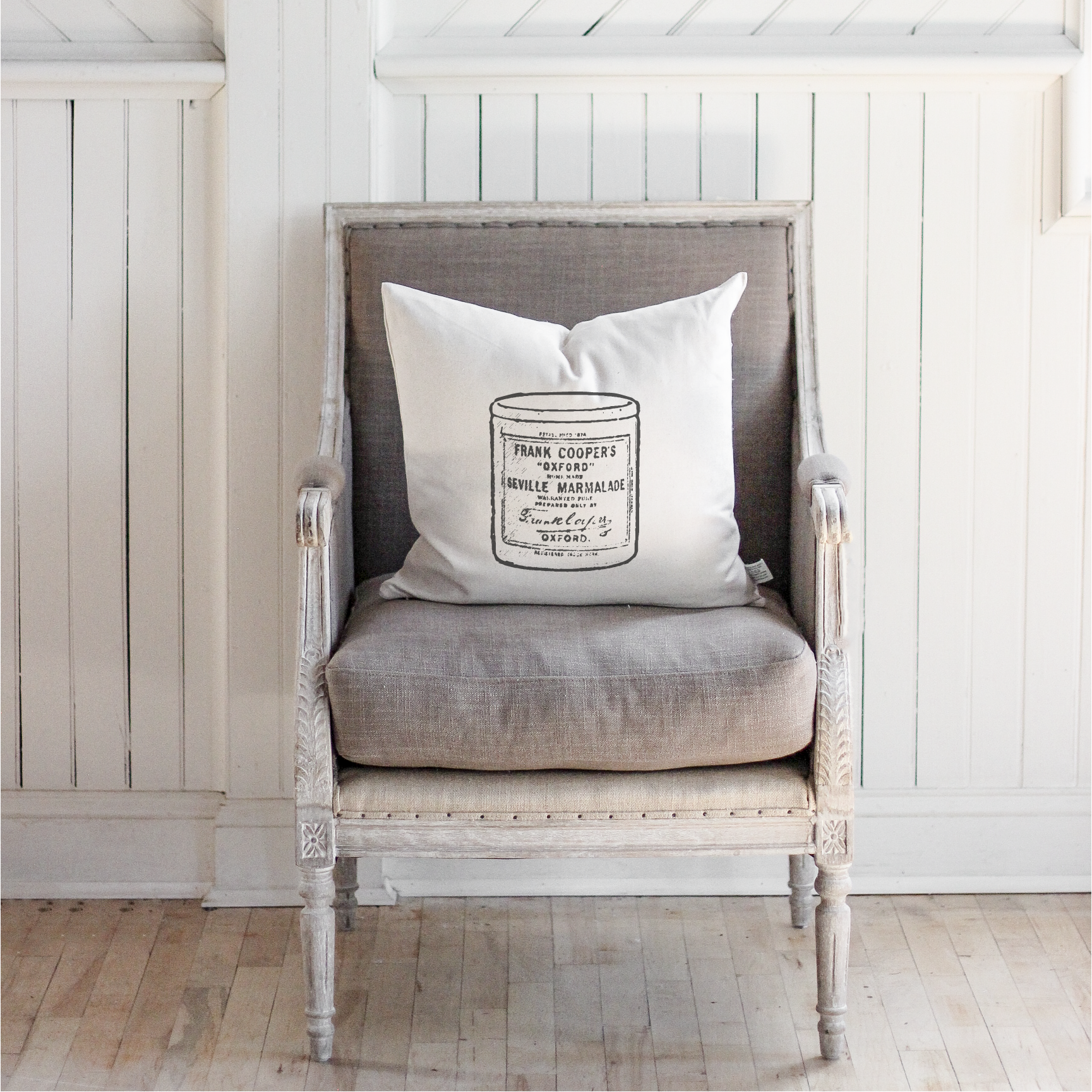 Vintage Marmalade Jar Pillow: Natural / Cover Only / 16"