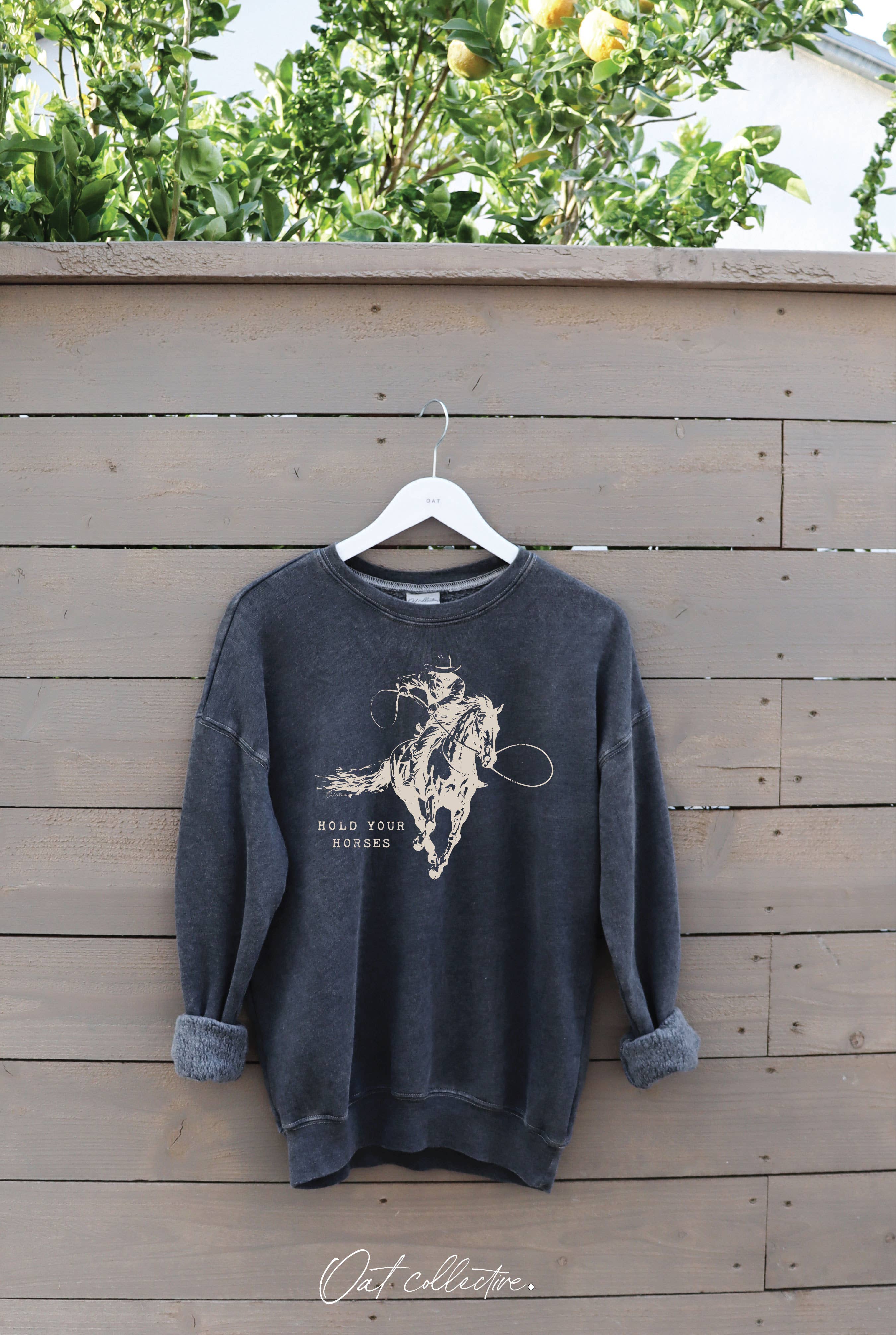 HOLD YOUR HORSES Mineral Graphic Sweatshirt: SOFT PINK
