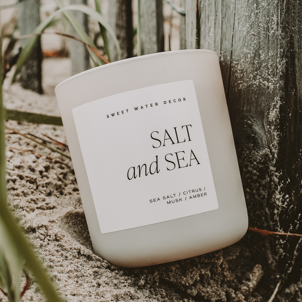Salt and Sea 15 oz Soy Candle, Matte Jar -  Home Decor