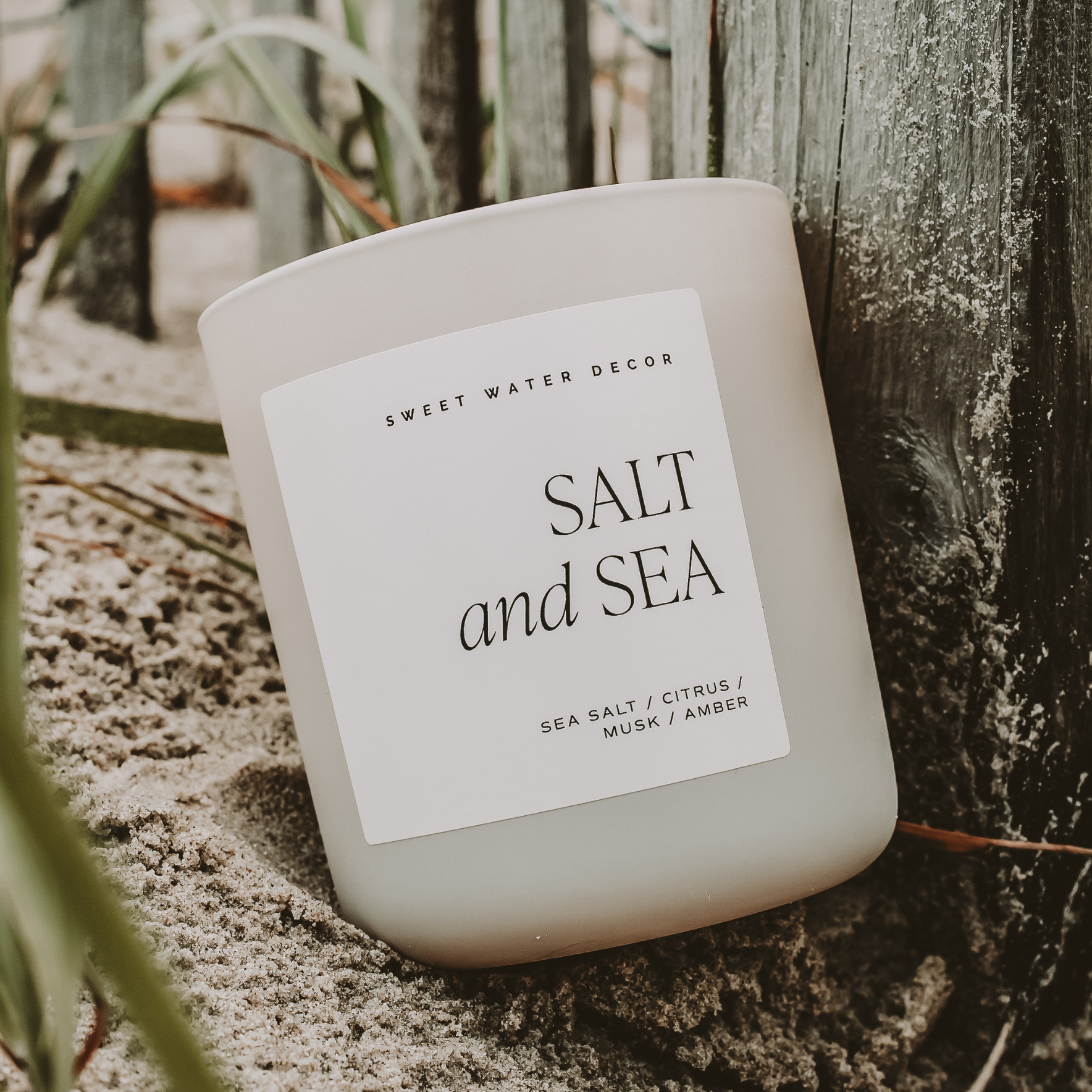 Salt and Sea 15 oz Soy Candle, Matte Jar -  Home Decor