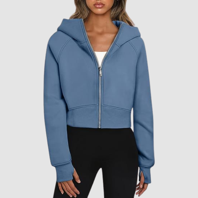 Women's Cropped Zip Up Athleisure Hoodie