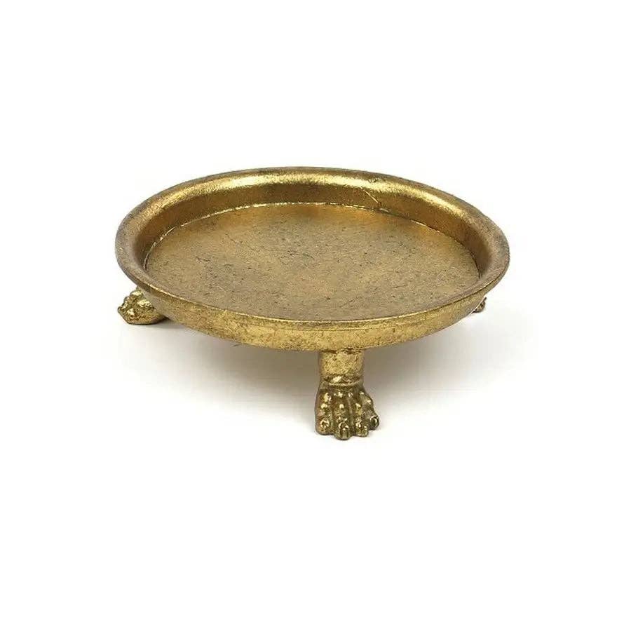 Small Claw Foot Round Dish with Gold Leaf: Small