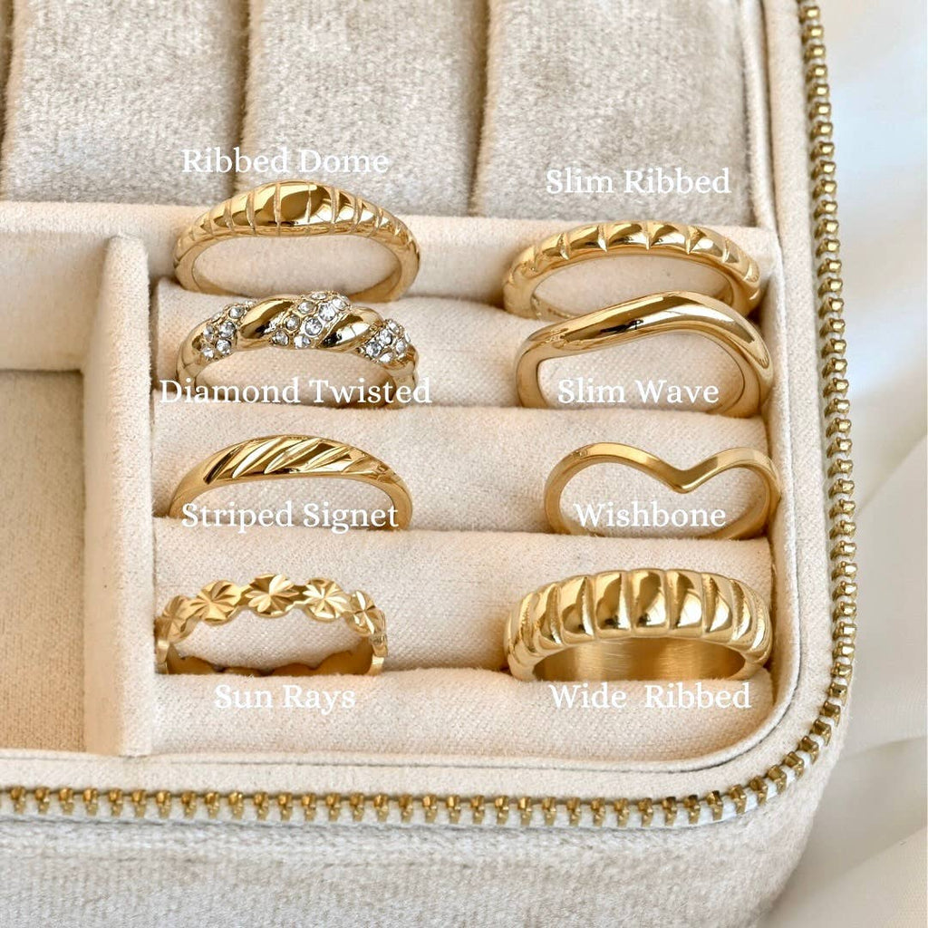 Wishbone Stacker Ring - Dainty V Ring - Peak Chevron Ring : Yellow Gold / 6