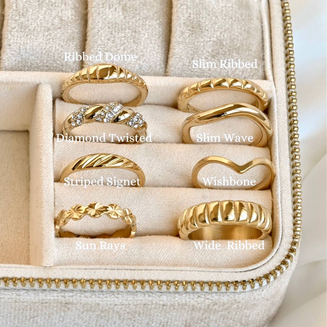 Wishbone Stacker Ring - Dainty V Ring - Peak Chevron Ring : Yellow Gold / 10