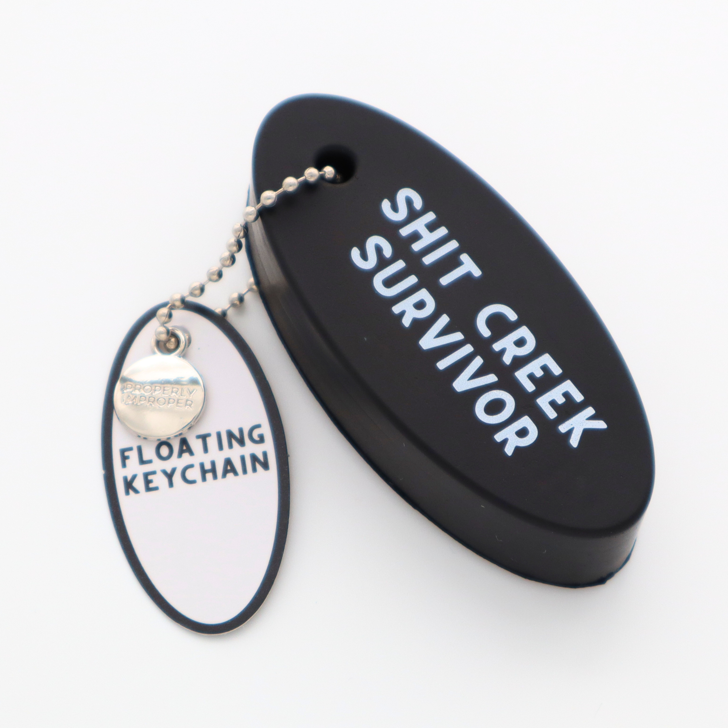Floating Keychain Black Shit Creek Survivor
