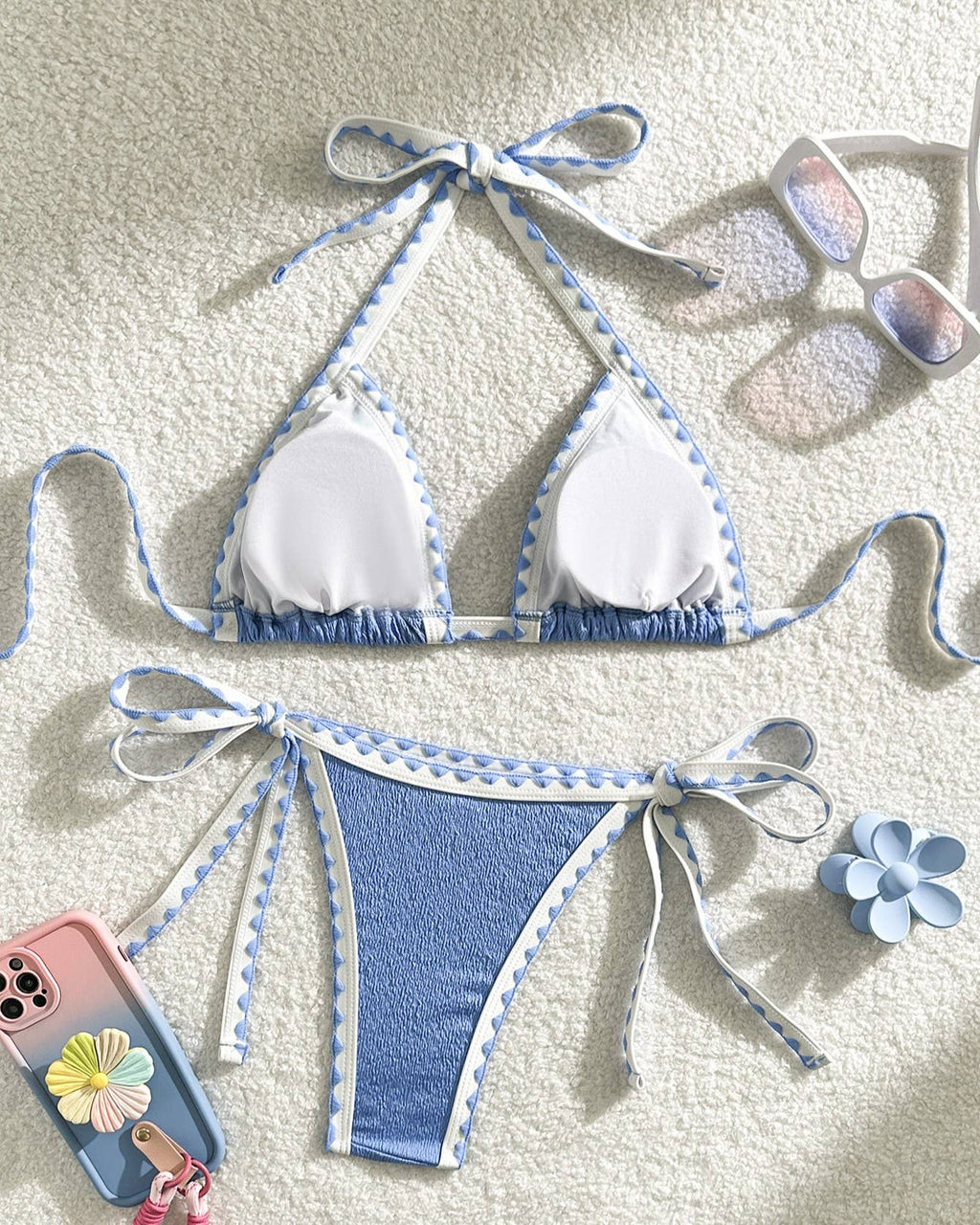 Sexy Multicolor Lace-Up Bikini Swimsuit