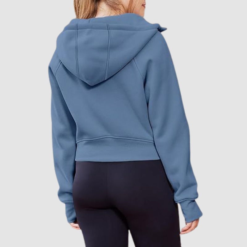 Women's Cropped Zip Up Athleisure Hoodie