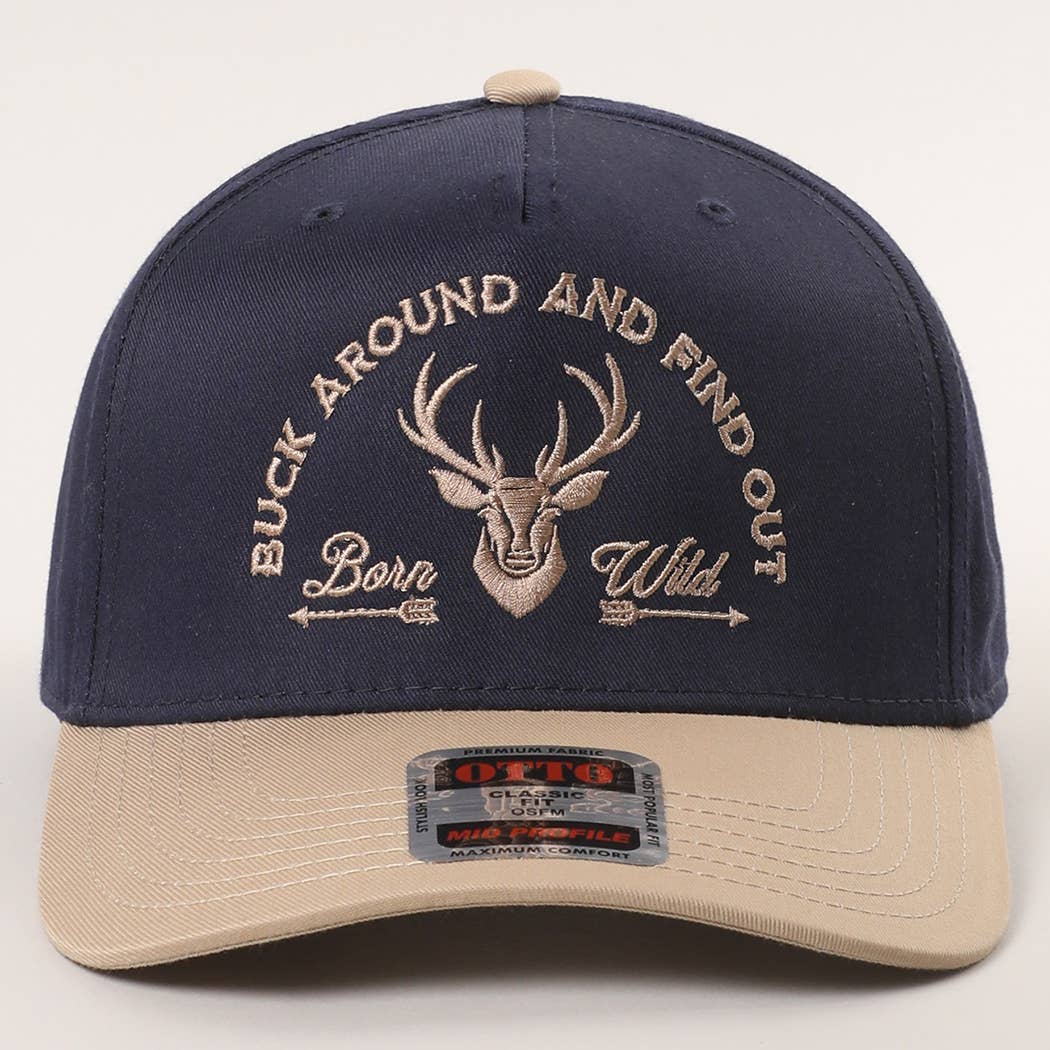Buck Around And Find Out Embroidered Trucker Hat: BLK/NATL / One Size